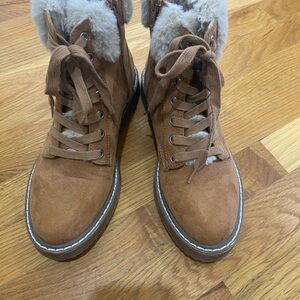 Madden Girl Brown Lace-Up Boots with Plush Trim